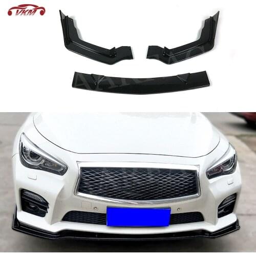 3 PCS/Set Car Front Bumper lip Spoiler For Infiniti Q50 Q50S 2014-2017 2018 2019 Auto Exterior Parts ABS Head Chin Cover Trim