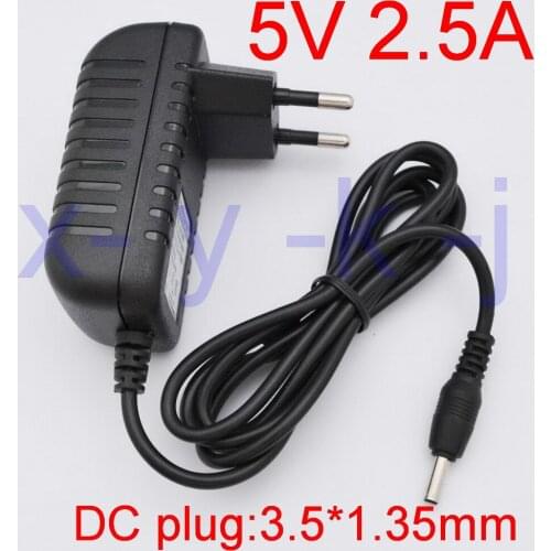 50PCS High quality DC 5V 2.5A IC program AC100V-240V Converter Switching power adapter 2500mA Supply EU Plug DC 3.5mm x 1.35mm