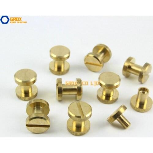 50 Pieces 8*5mm Leather Craft Belt Wallet Solid Brass Nail Rivet Chicago Screw Flat Head