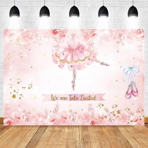Ballet Theme Backdrop for Photography Birthday Newborn Background Flower Backdrops Ballet Shoes Costume Gold Stars