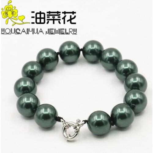 Big 14mm Army Green Sea Shell Pearl Bracelet Beads Women Fashion Jewelry Gifts Making Design AAA+ Wholesale Price Accessories