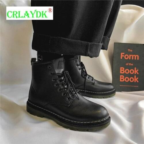 CRLAYDK Mens Chukka Boots Leather Ankle Motorcycle Casual Waterproof Walking Shoes Outdoor Dress Male Formal Comfort Botas