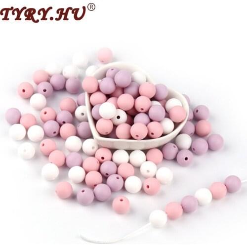 TYRY.HU 30Pcs Silicone Beads Food Grade Silicone Teether Round 12mm Baby Teething Beads BPA Free Baby Tooth Care Shower Gifts