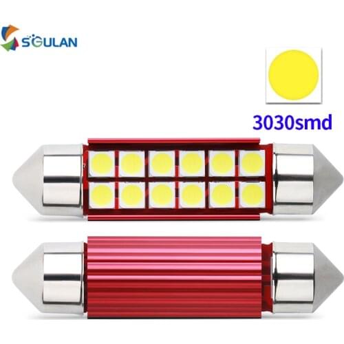 Canbus High bright Aluminum Shell 3030 6Smd 12V 6000k White Festoon C5w C10w 31mm 36mm 39mm 41mm License Plate Lights Dome Bulb