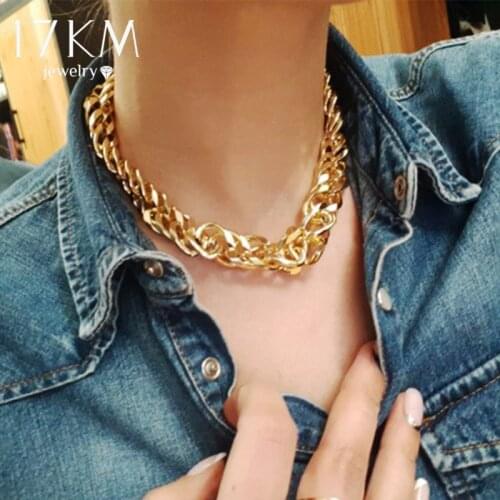 17KM Cuban Gold Thick Chain Choker Necklace For Women Men Trendy Hip Hop Big Chunky Short Chain Choker Necklaces Jewelry