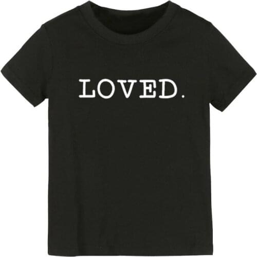 Loved Letters Print Kids tshirt Boy Girl shirt Children Toddler Clothes Funny Street Top Tees CZ-166