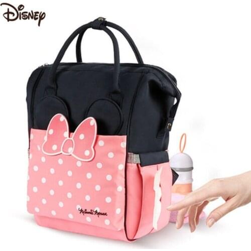 Disney Mickey Minnie diaper bag cartoon mother bag practical backpack large capacity outing bottle insulation fashion handbag