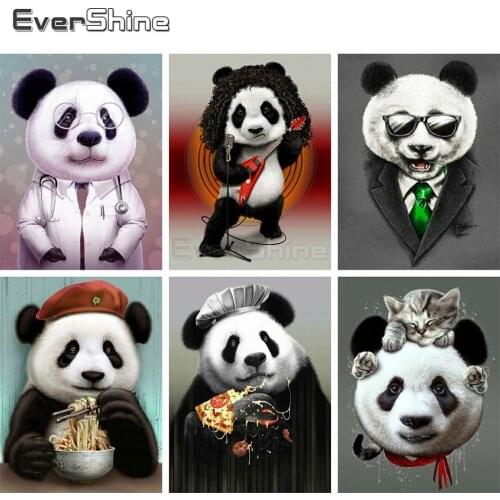 Evershine 5D DIY Diamond Painting Panda Cross Stitch Animals Diamond Mosaic Full Layout Cross Stitch Kit Home Decoration