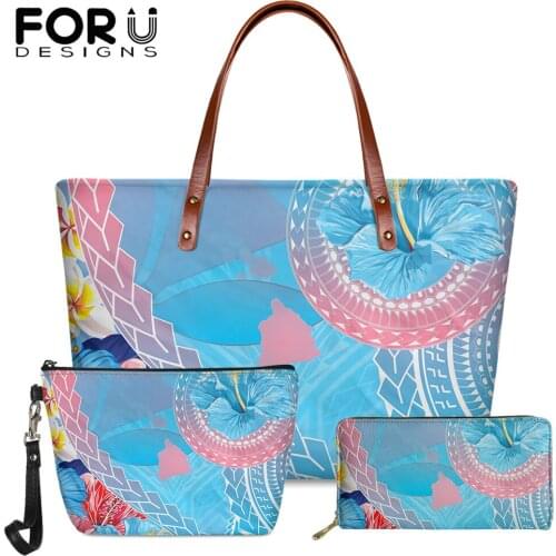 FORUDESIGNS Hawaii Map Sweet Dream Kanaka Polynesian Hibiscus Design Luxury Designer Handbag Women Casual Shoulder Sac Mujer Hot