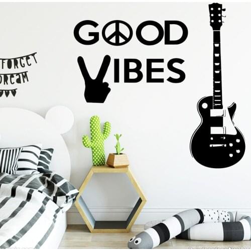 Interesting Guitar Wall Sticker House Decoration Accessories For Kids Childrens Rooms Decoration Vinyl Art Decal