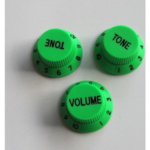 KAISH Set of 3 Green with Black ST Guitar Knobs Volume & Tone Knob