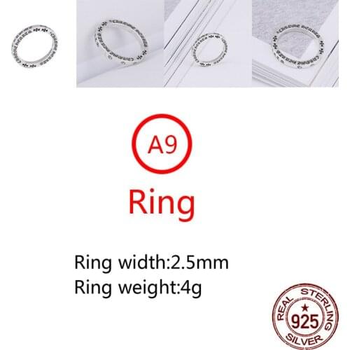 A9-100% s925 sterling silver ring jewelry punk cross style personality ring retro couple shape to send friends a gift 2020 hot