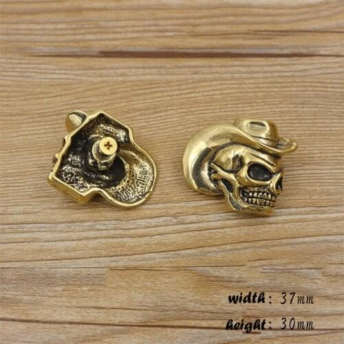 Skull head cow mandesign solid brass leather wallet caibu button rivet and screws 3pcs/lot