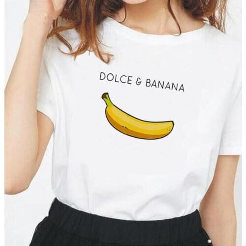 Summer Short Sleeve Casual Tshirt Harajuku Shirt Tee Shirt Femme Ripe Good-tasting Banana Print T Shirt Women Top Camiseta Mujer