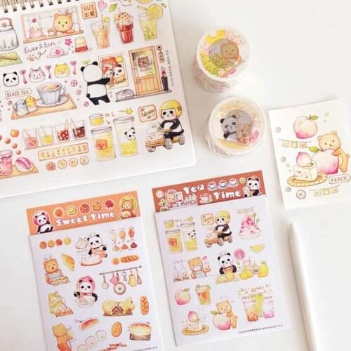Lovely Sweet Drinks Panda Washi Masking Tapes for Card Making Bullet Journal DIY Scrapbooking Decorative Stickers