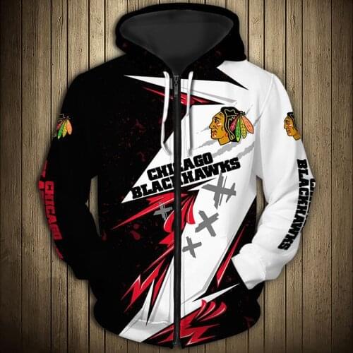 Chicago mens Casual 3D Zipper Hoodie Stitching Design Red Flower Yellow Face Print Blackhawks Sweatshirt