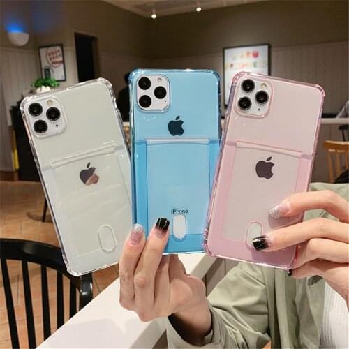 For iPhone 12 Mini Luxury Shockproof Soft Silicon Phone Case For iPhone 11 Pro X XR XS Max SE2 7 8 Plus TPU Cover with Card Slot