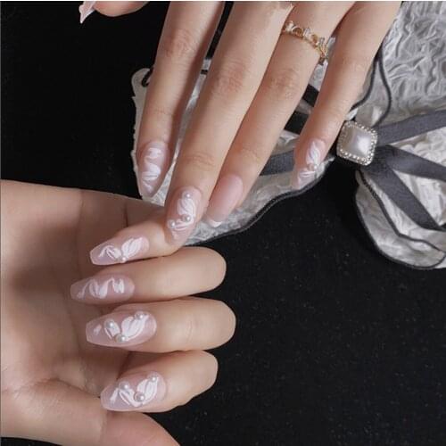 Fairy nail art Pearl decoration Wearable False Nails with glue 24pcs per box with wear tools