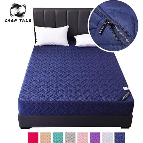 Six-sided Protective Zipper Bed Cover Brushed Fabric Quilt Mattress Protector Cover For Bed Breathable Anti-mite Mattress Topper