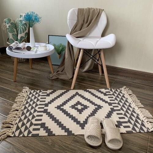 Anti-slip Bedroom Floor Mat with Tassels Soft Entrance Doormat Washable Balcony Kitchen Area Rug Living Room CarpetsTapestry