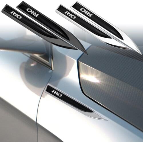 New Car Side Fender Knife Sticker 3D Decal Badge Emblem Chrome Logo For KIA RIO Auto Accessories