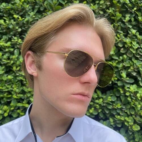 New York Luxury Brand Trend Retro THOM BROWN Pilot Alloy High-Quality Blue Lens Sunglasses For Men And Women TB-2006