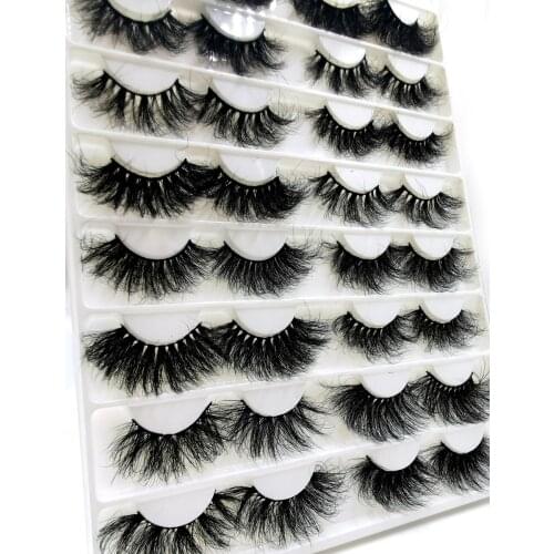 MEsassy Wholesale Eyelashes 1 Pair 25 mm Super Fluffy Mink Wispy With Box Dramatic Volume Messy Long 25mm 3d Mink False Lashes