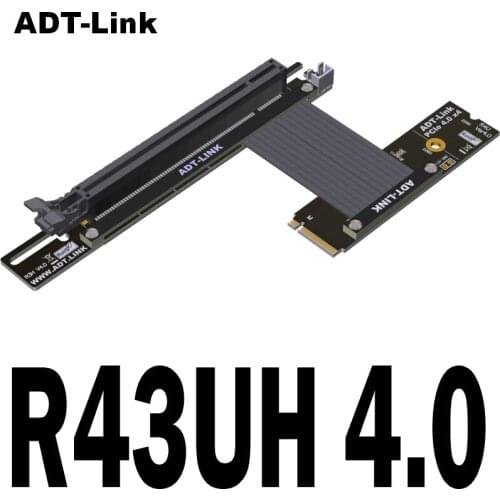 PCI-E 4.0 16x PCIe x16 Extender to M2 M.2 NVMe M-Key Riser Card Extension Cord Gen4.0 64Gbps with Sata Power Cable