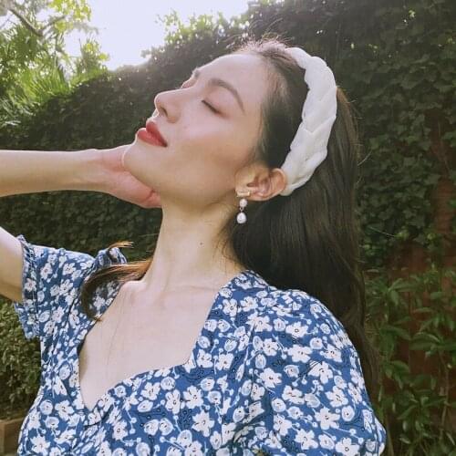 Weaving Wide Hair Band Luxury Headband Silk Solid Hair Hoop Accessories for Women Girls Fashion Headdress Korean Knot Scrunchies