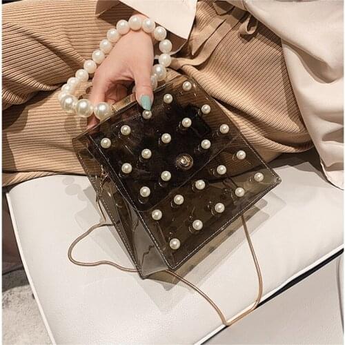Summer PVC Transparent Clear Clutch Bag Chain Tote Jelly Bag Shoulder Handbag