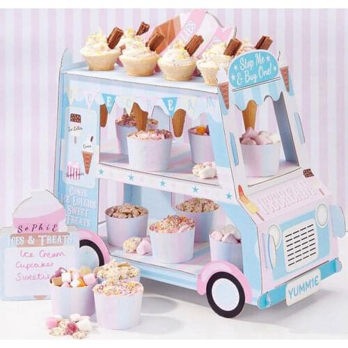 Ice cream party decoration Display Stand Cupcakes Event Party Disposable Birthday Decoration Cupcake Sugar Sweets Crafts Display