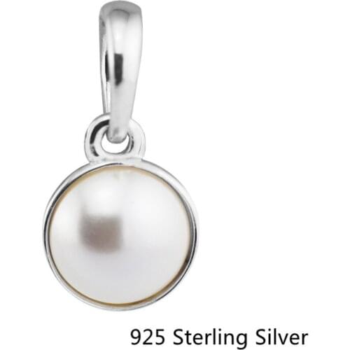 CKK Luminous Droplet, White Crystal Pearl Item Charms 925 Sterling Silver Beads Original Jewelry Fits For Bracelets