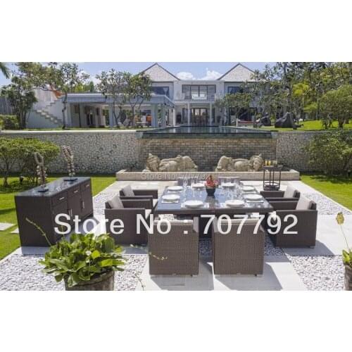 Pacific Rattan Dining with Large Square Table