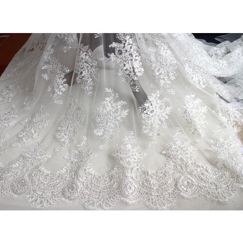 Embroidery flower Ivory lace 5 yards for dress fabric lace