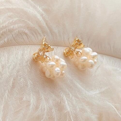 CCijiNG High Quality Pearl Bow Earrings Beaded Charming All Show Charming Attitude EH0041
