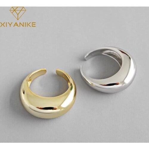 XIYANIKE Korean Simple 925 Sterling Silver Handmade Rings for Women Wedding Couple Creative Geometric Engagement Jewelry Gifts