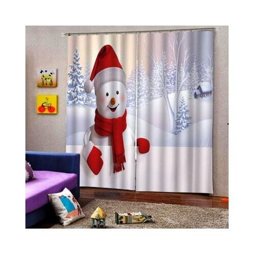 Curtains Blackout Snowman scenery 3D Window Curtains For Bedroom Modern Printing Living room Christmas happy gift Curtains