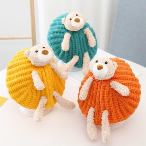 Baby hat winter bear warm knit hat girls solid color hooded cap fashion cute woolen beanie hat