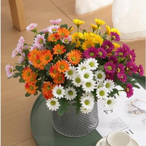 1 Bouquet Artificial Dried Flower Unwithered Widely Applied Multi-color 7 Branches Faux Silk Simulation Flower for Garden