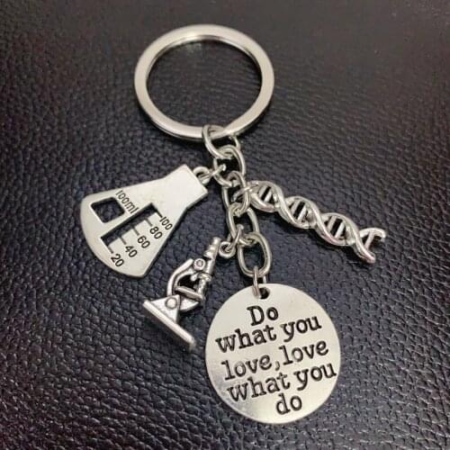 1Pcs Doctor Molecular DNA Microscope Keychain Science Microscope Equipment Keyring For Medicine School Gift Jewelry
