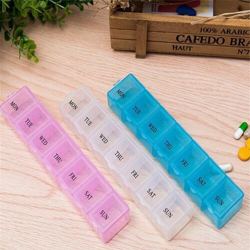 1Pc Moistureproof With cover Pill Box Weekly Tablet Holder Storage Organizer Portable Container Split grid Small Medicine Case