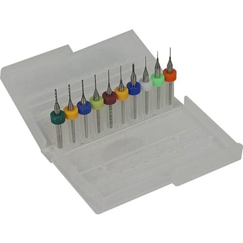 10pcs PCB Drilling Bits 0.1mm-2.0mm Tungsten Carbide Metal Milling Cutter CNC Engraving Tools