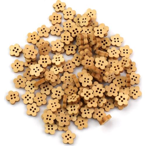 100PCS Natural Mix Flower Pattern Wood Buttons Scrapbooking Carft for Home Decoration Party Ornament Diy Wooden Button