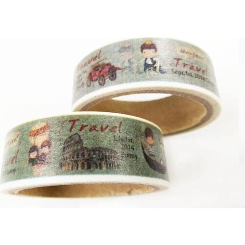 2 pcs/pack Traveller Diary 1.5cm*3m Adhesive Tape Children DIY stripe dot style Decoration Scrapbook Sticker Label Masking Tape