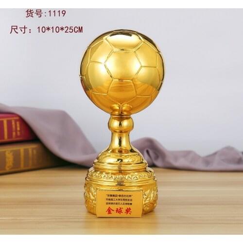 25cm Resin Golden Football Trophy Figurines Desk Decoration Football Match Champion Souvenir Cup Friend Gift Decoration Craft