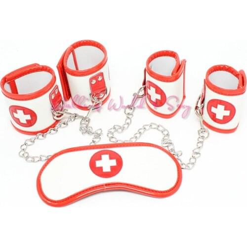 3Pcs/Set Adult Game Nurse Bondage Set Hand Foot Cuffs + Blindfold Fetish Slave Restraints BDSM Adult Game Sex Toys For Women