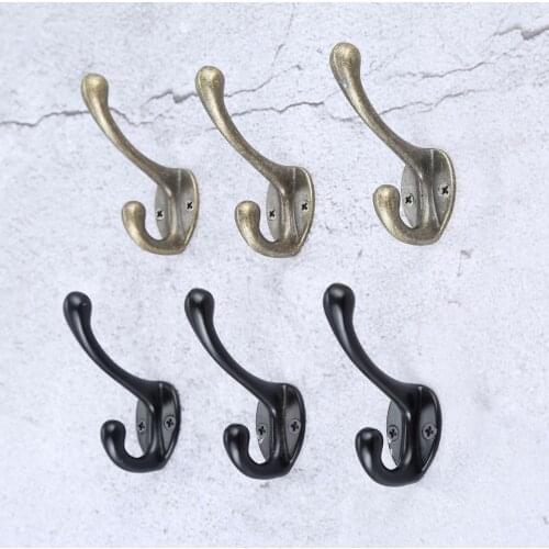 5pcs Wall/Door Retro Hook Mounted Double Hanger w/screws Antique Bronze/Gold Coat/Key/Bag/Towel/Hat Holder Bathroom Kitchen 55mm