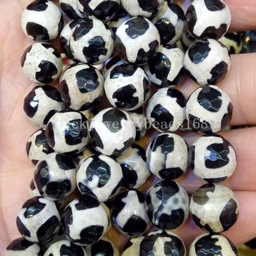 Free Shipping Fashion Jewelry 10mm Beautiful Black White Carnelian Round Loose Beads 15" FG7089