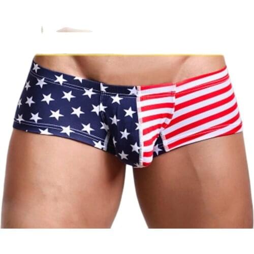 Chic Soft Comfortable Breathable Underwear For Men Boxer Shorts Pouch Calecon Striped USA style A Wide Belt Sexy Boxers Bokserki