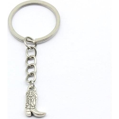Key pendant Antique Silver Plated Cowboy boots Charm Key Chains Ring For Keys Car Bag Key Ring Handbag Keychain Jewelry